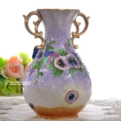 BÌNH MÀU TÍM SỨ HỌA TIẾT HOA BƯỚM